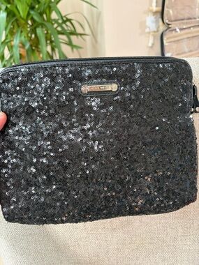 Nine West Black Sequin Cosmetic Pouch